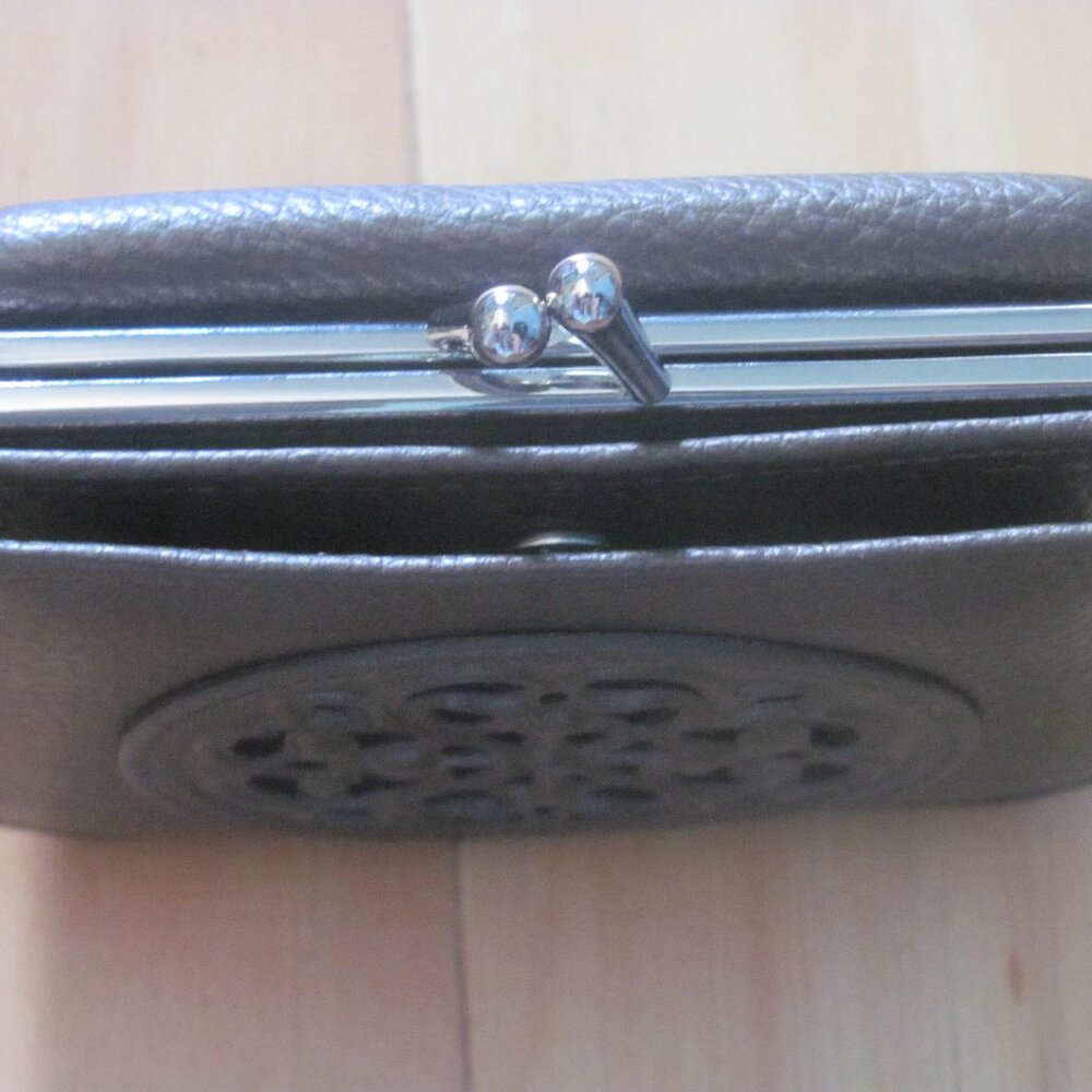 Brighton Dark Leather Wallet with Ornate Pattern - Picture 7 of 10
